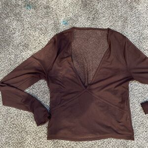 Elegant Brown V-Neck Women's Top